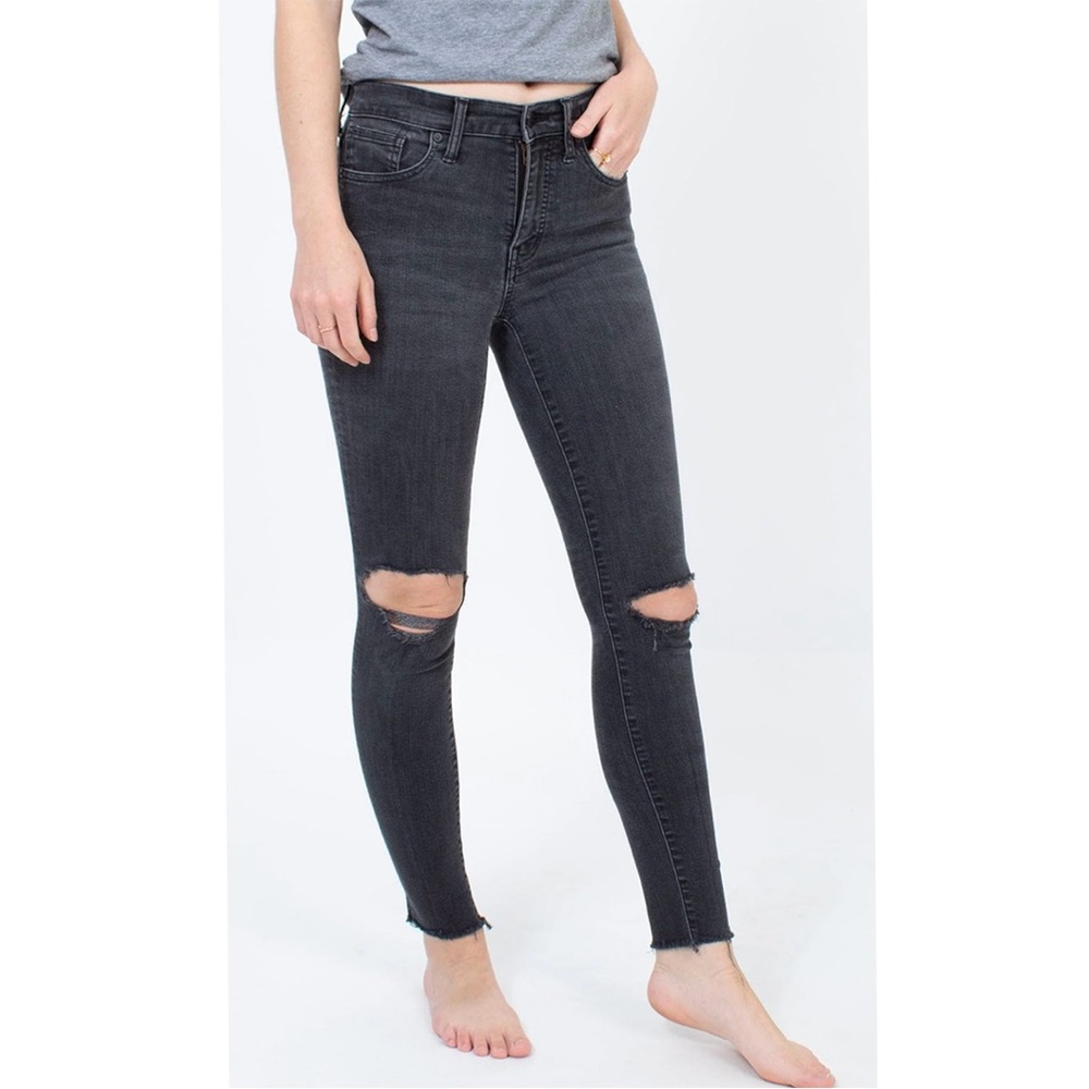 Madewell 9" Mid-rise Skinny Frayed Hem Dark Charcoal Gray Size 26